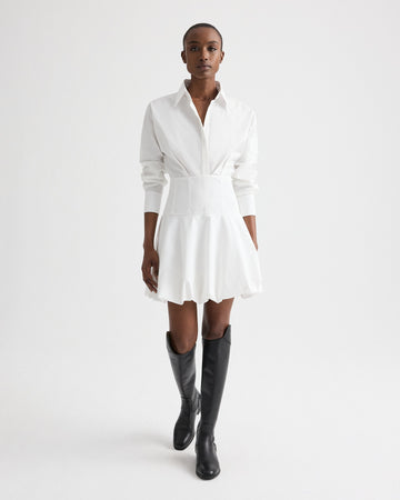 TWP White Mila Dress in Cotton Shirting view 3