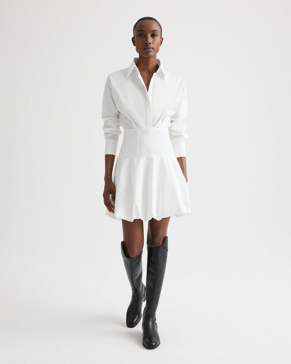 TWP White Mila Dress in Cotton Shirting view 3