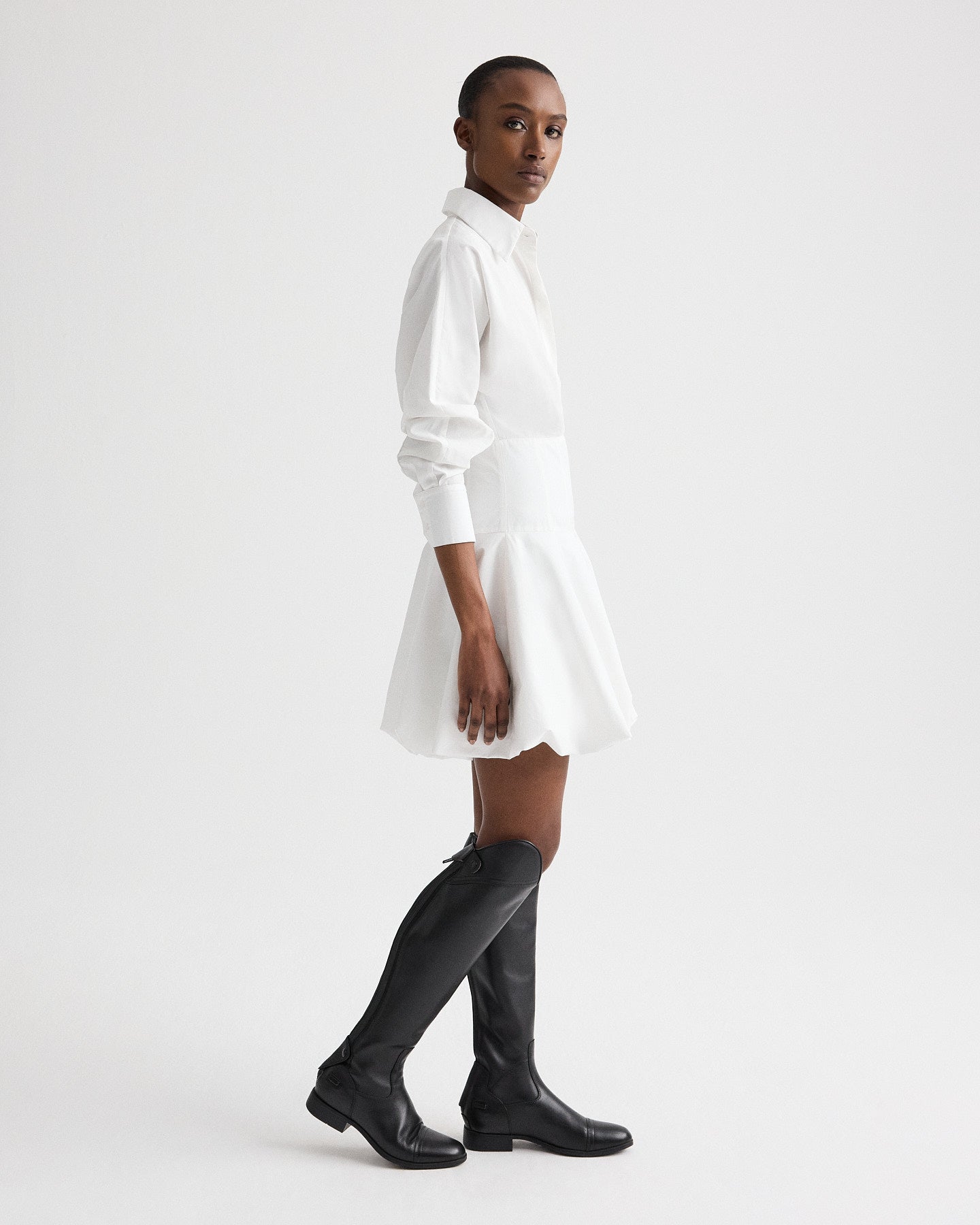 TWP White Mila Dress in Cotton Shirting view 4