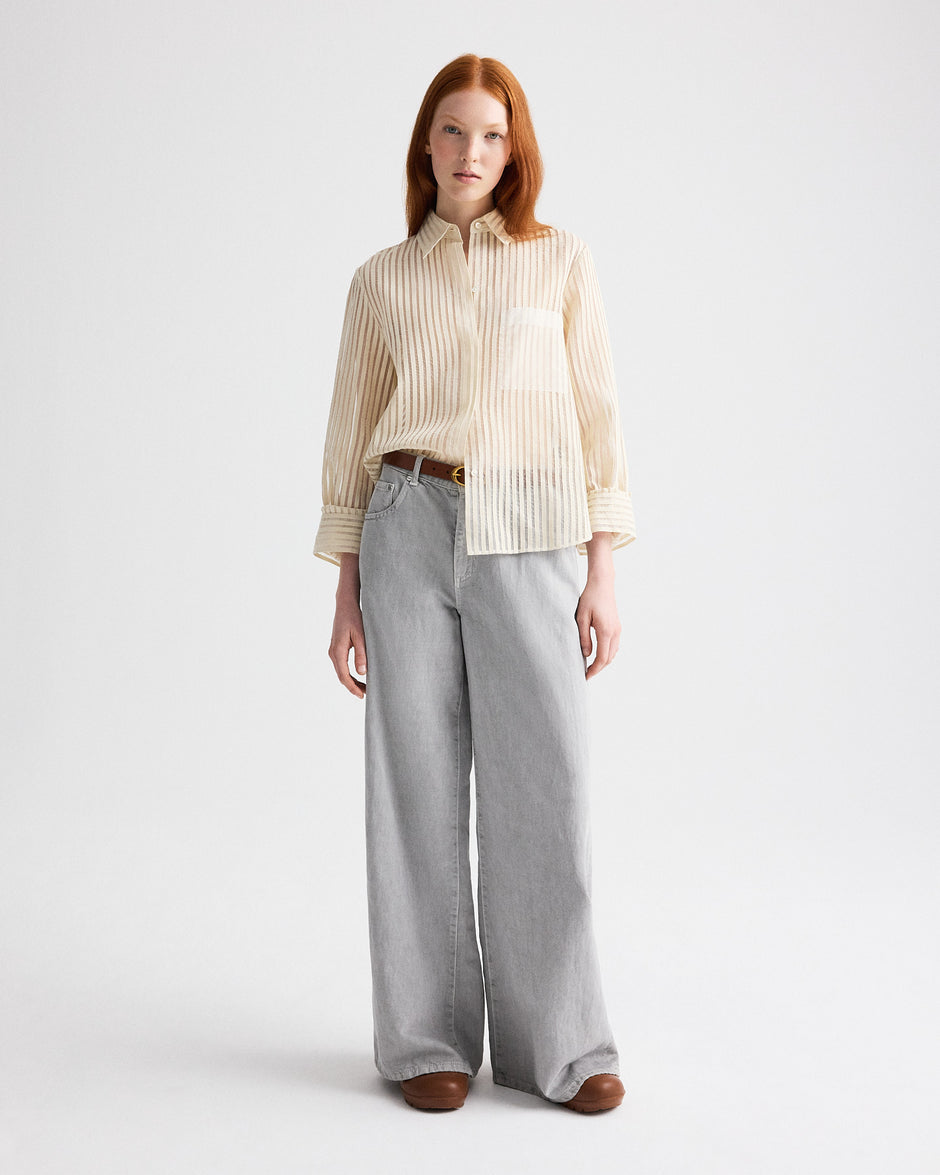 TWP Oyster mushroom Tiny Dancer Jean in Natural Denim view 1