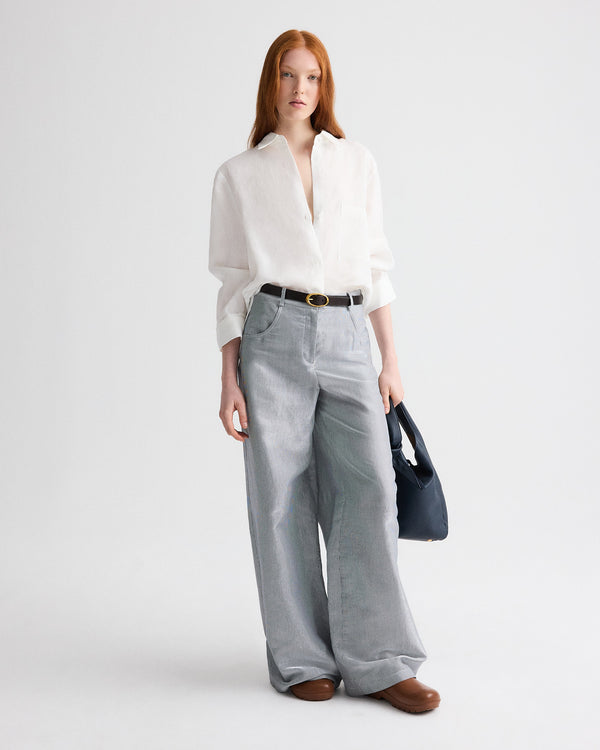 TWP White Next Morning in Fluid Linen Shirting view 2