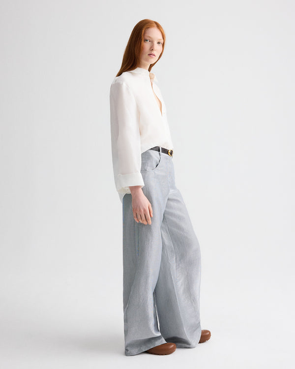 TWP White Next Morning in Fluid Linen Shirting view 3