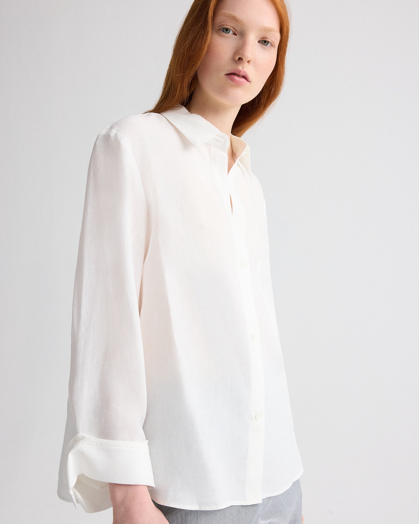 TWP White Next Morning in Fluid Linen Shirting view 5