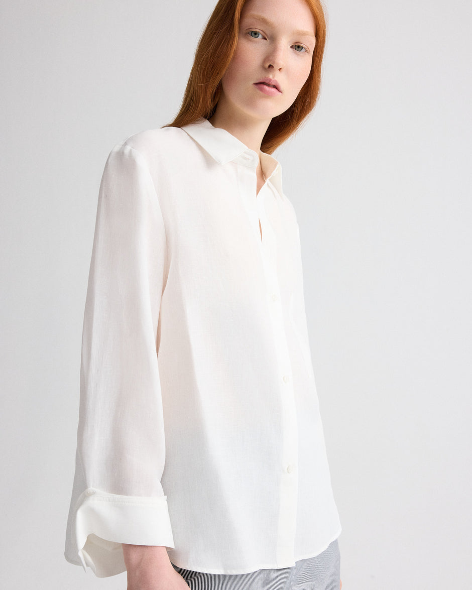 TWP White Next Morning Shirt in Fluid Linen view 5