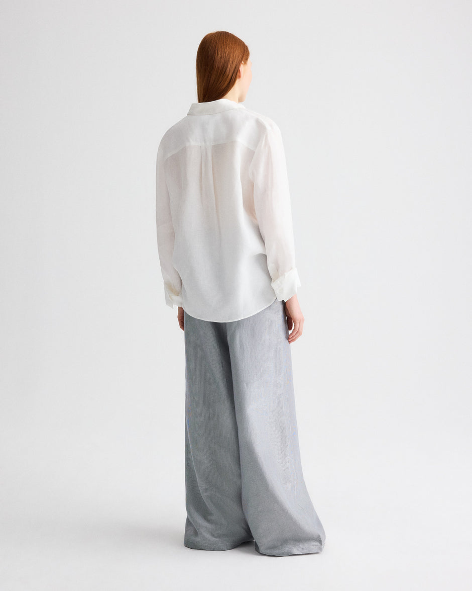 TWP White Next Morning Shirt in Fluid Linen view 4