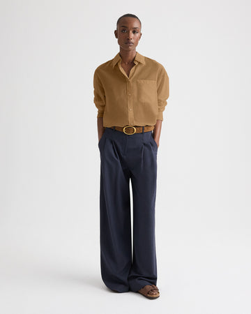 TWP British khaki Big Joe Shirt in Cotton Silk Organza view 2