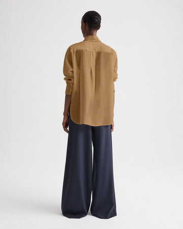 TWP British khaki Big Joe Shirt in Cotton Silk Organza view 4