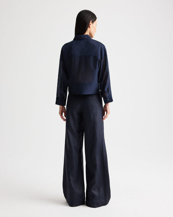 TWP Midnight Next Ex Shirt with Ruffle in Cotton Silk Organza view 5