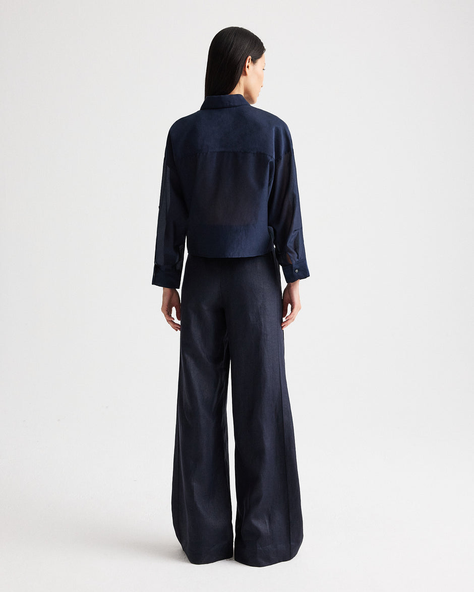 TWP Midnight Next Ex Shirt with Ruffle in Cotton Silk Organza view 5