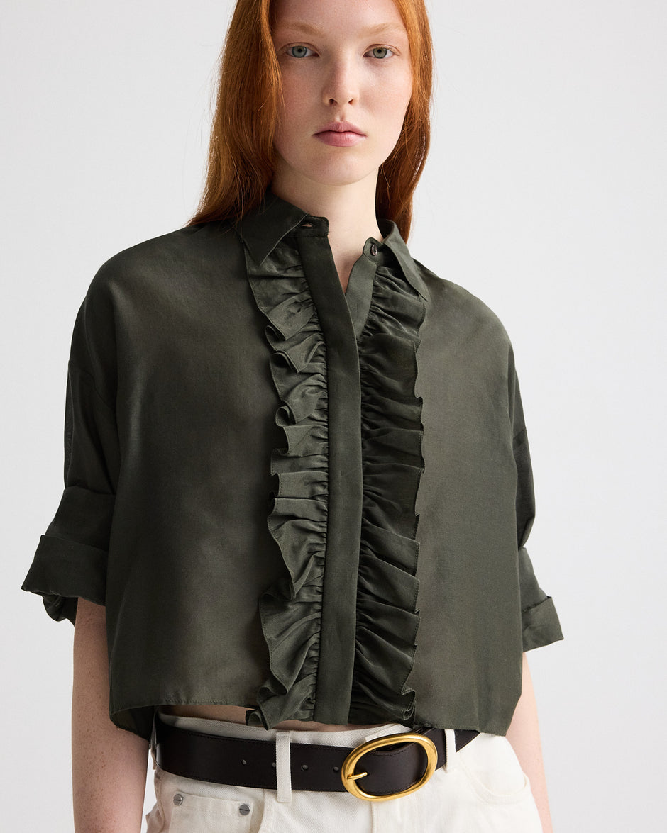 TWP Rosin Next Ex Shirt with Ruffle in Cotton Silk Organza view 1