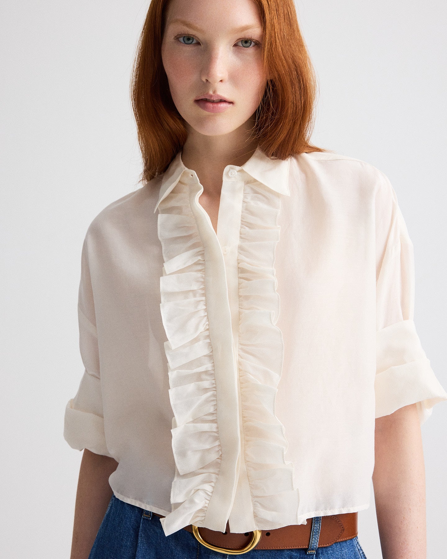 トップス WIRED Midnight Next Ex Shirt with Ruffle in Cotton Silk Organza | TWP