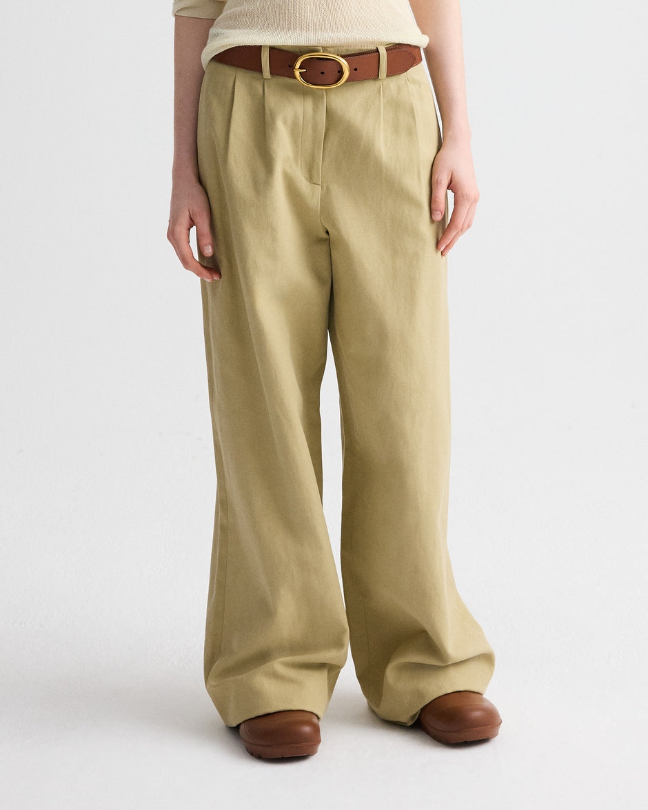 TWP Olive grey Delilah Pant in Cotton Linen Twill view 2