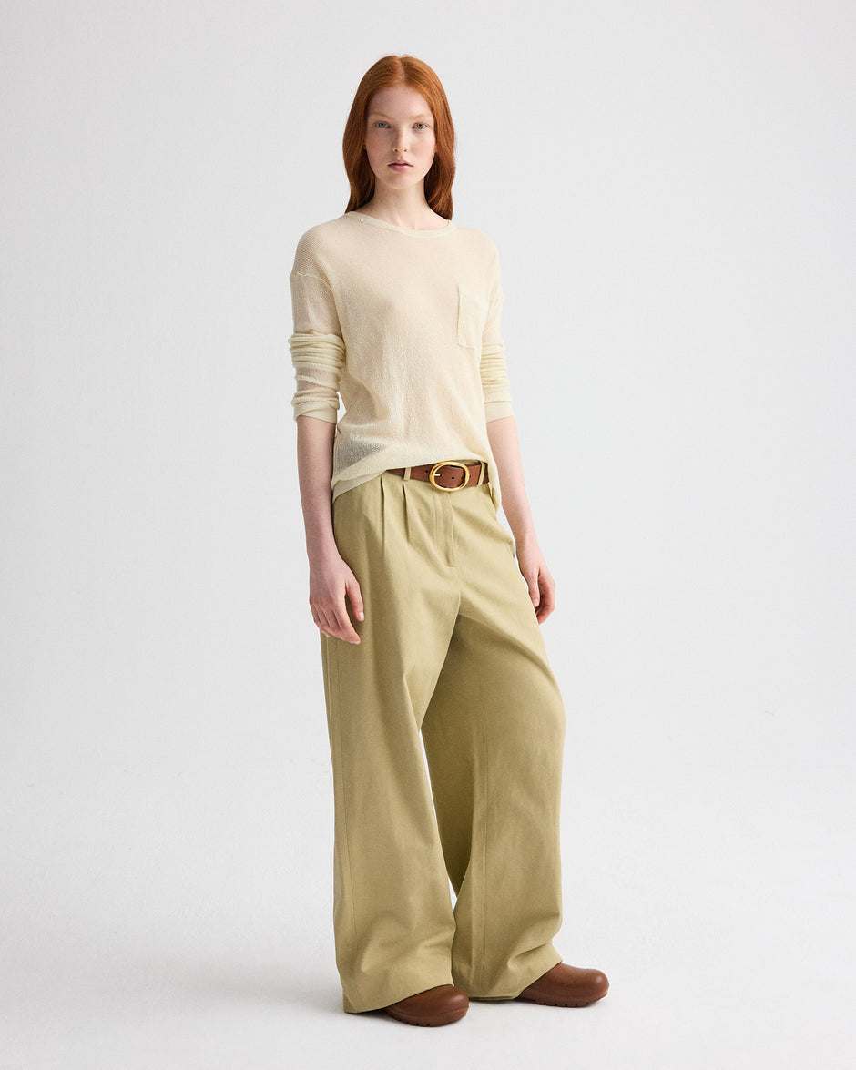 TWP Olive grey Delilah Pant in Cotton Linen Twill view 3