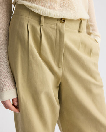 TWP Olive grey Delilah Pant in Cotton Linen Twill view 4