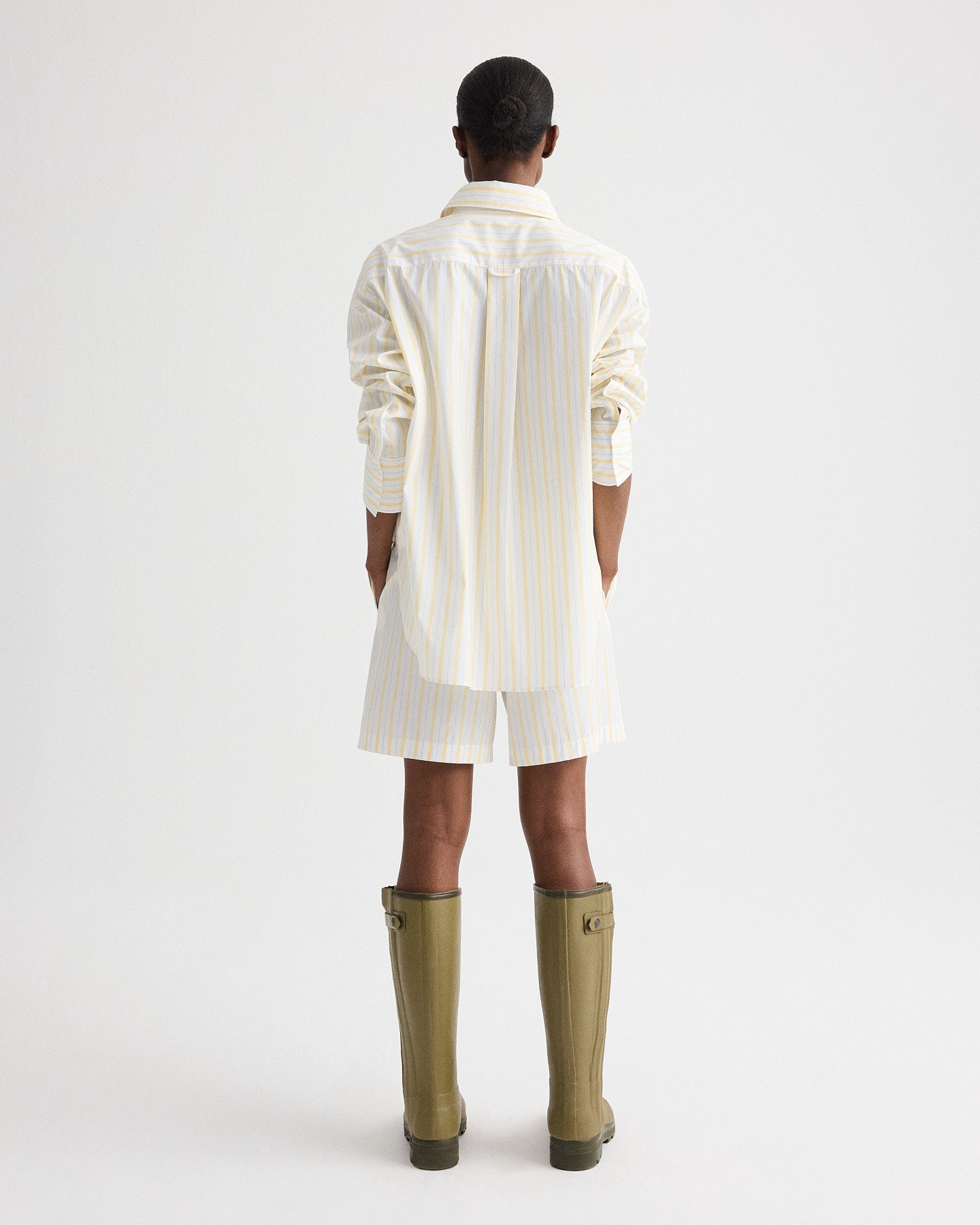 TWP Ivory / yellow / blue Big Joe Shirt in Yarn Dyed Cotton Stripe view 5