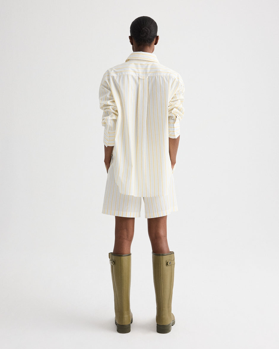 TWP Ivory / yellow / blue Big Joe Shirt in Yarn Dyed Cotton Stripe view 5