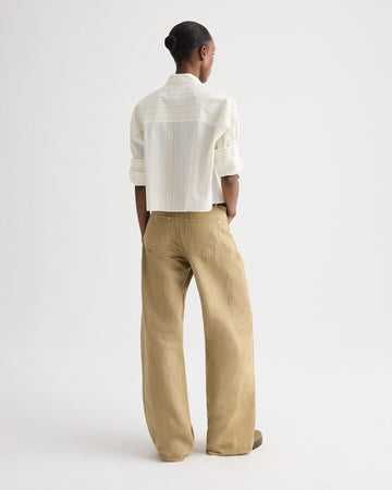 TWP Ivory / yellow / blue Next Ex Shirt in Yarn Dyed Cotton Stripe view 5