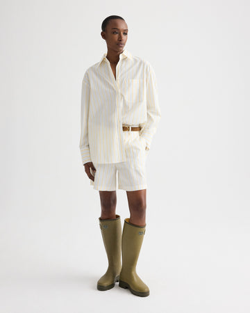 TWP Ivory / yellow / blue Henry St in Yarn Dyed Cotton Stripe view 1