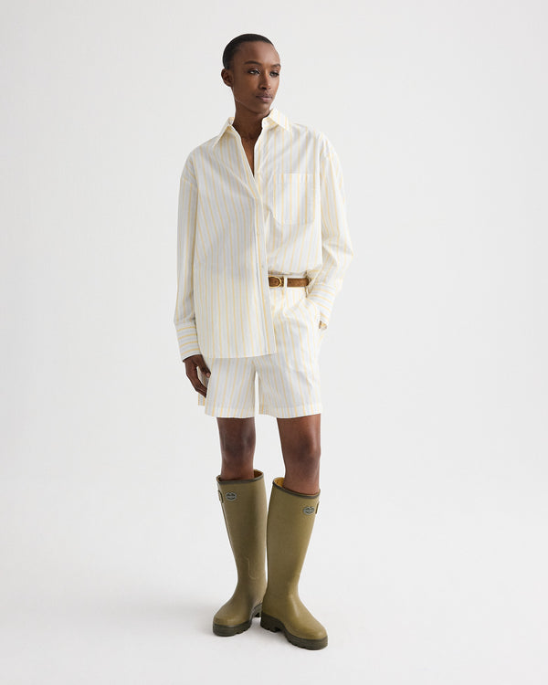TWP Ivory / yellow / blue Henry St in Yarn Dyed Cotton Stripe view 1