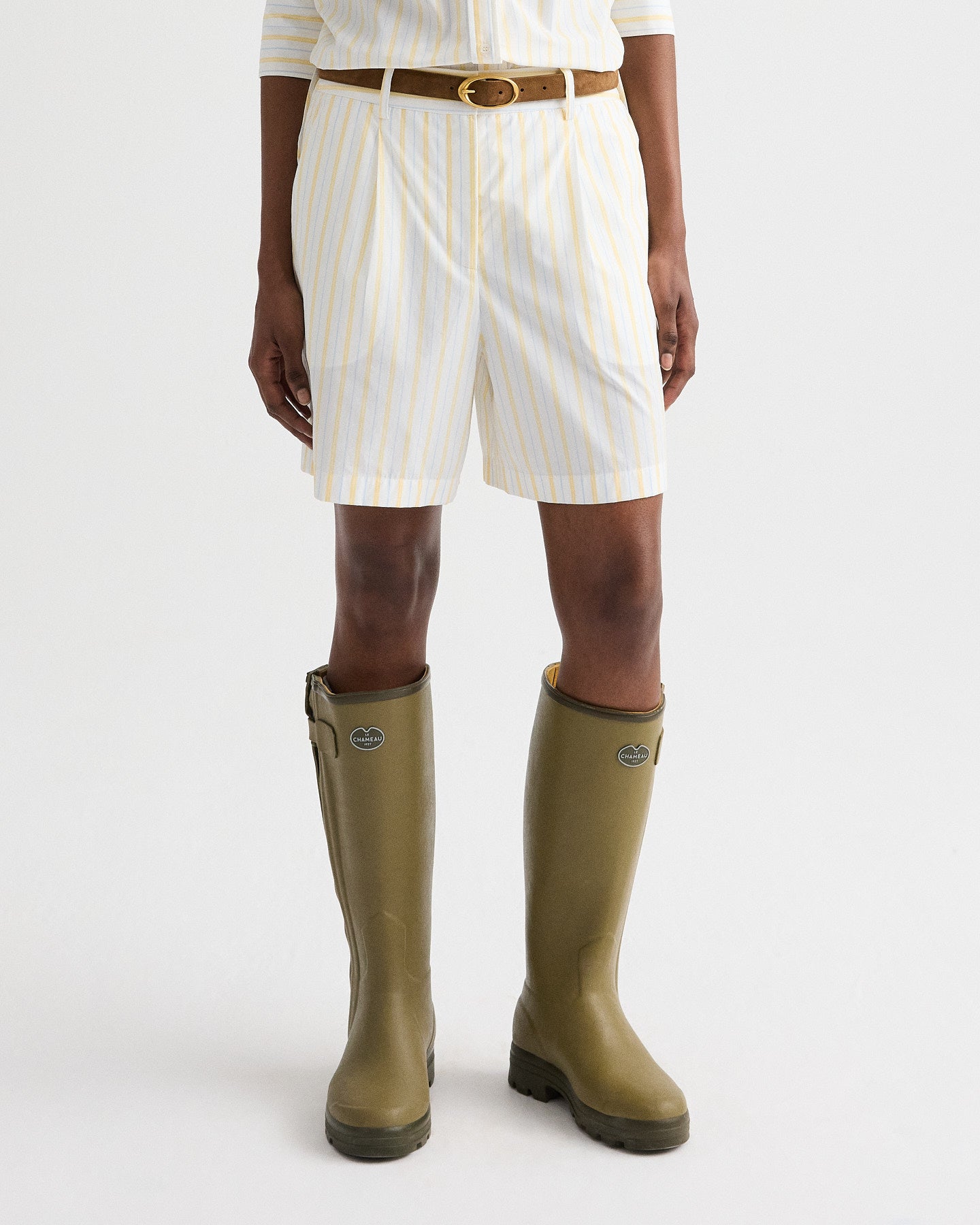 TWP Ivory / yellow / blue Henry St in Yarn Dyed Cotton Stripe view 2