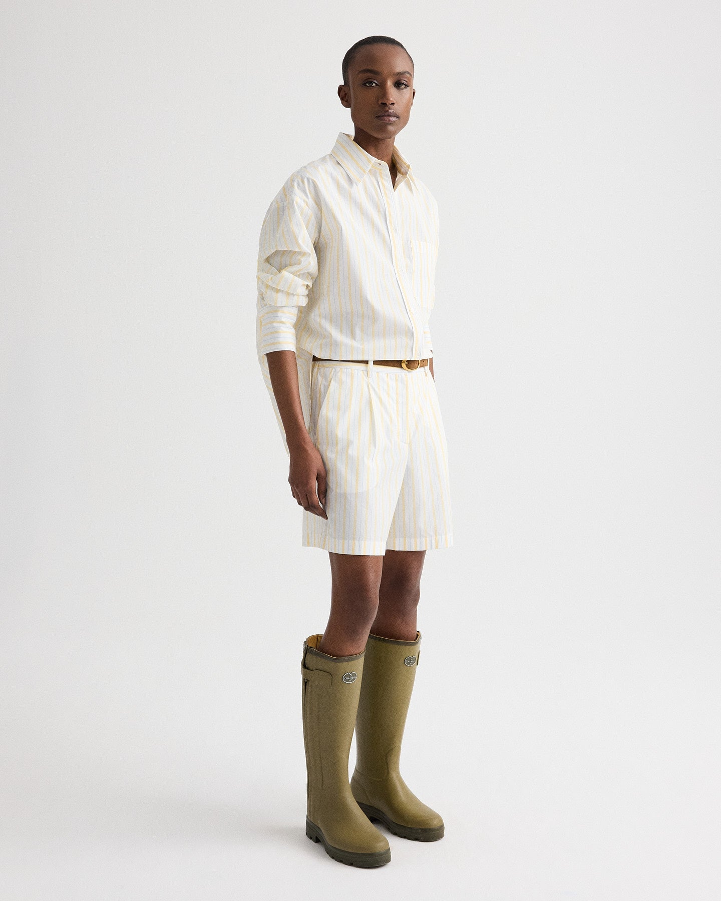 TWP Ivory / yellow / blue Henry St in Yarn Dyed Cotton Stripe view 4