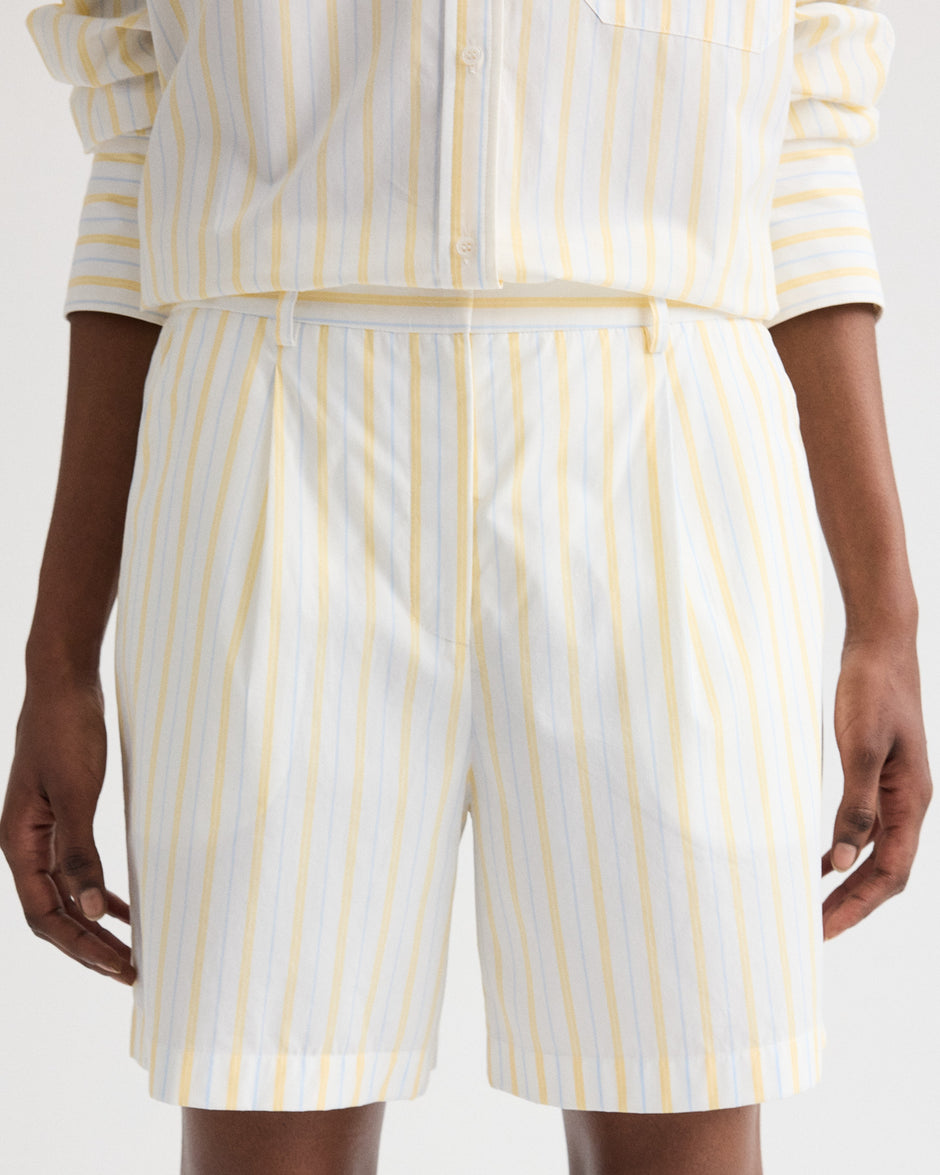 TWP Ivory / yellow / blue Henry St in Yarn Dyed Cotton Stripe view 3