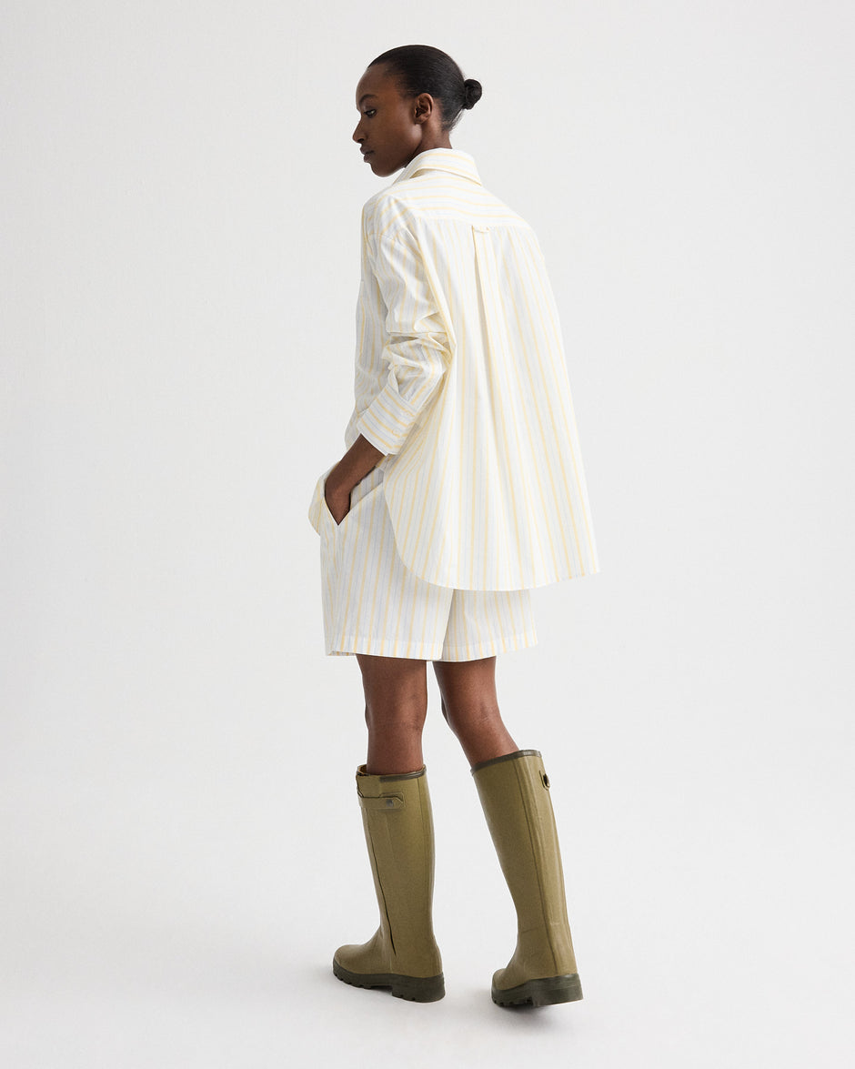 TWP Ivory / yellow / blue Henry St in Yarn Dyed Cotton Stripe view 5