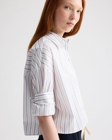 TWP White / kentucky blue Next Ex Shirt in Mini Awning Stripe view 1