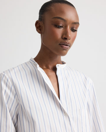 TWP White / kentucky blue Tied Down in Mini Awning Stripe view 2