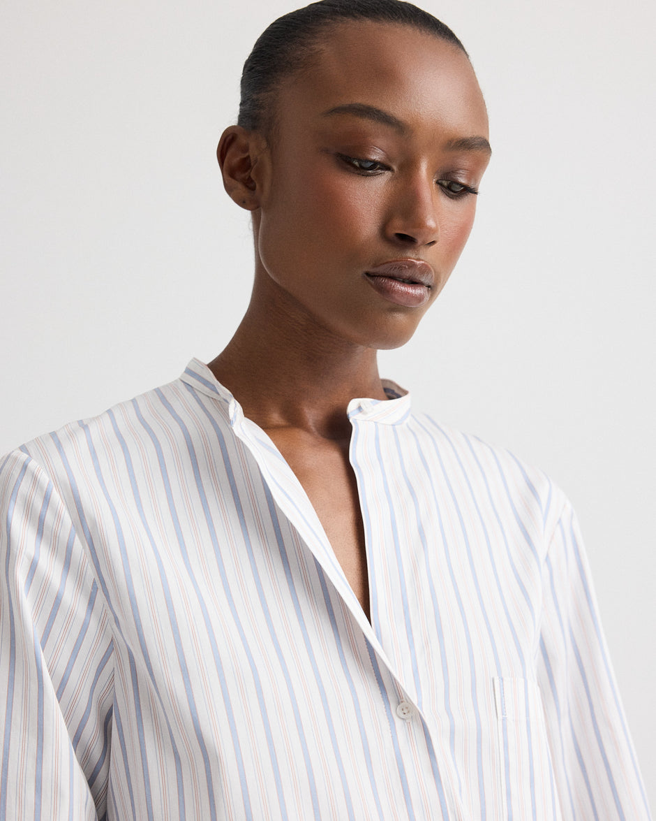 TWP White / kentucky blue Tied Down in Mini Awning Stripe view 2