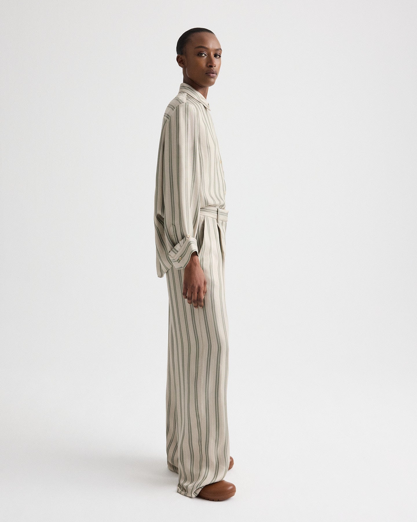 Ivory/green Hudson St Pant in Fluid Regency Stripe | TWP
