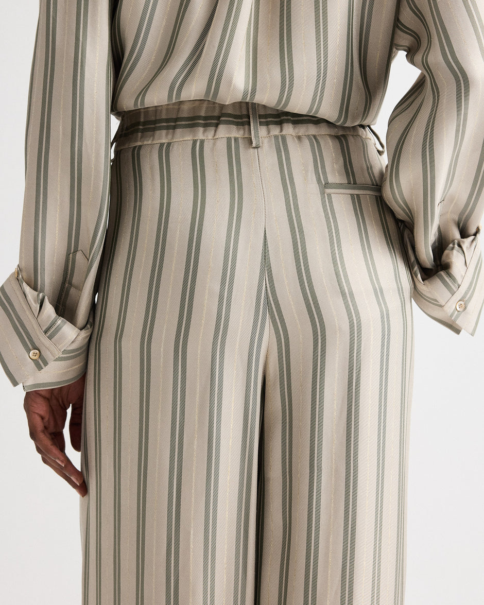 TWP Ivory/green Hudson St Pant in Fluid Regency Stripe view 4