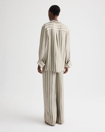 TWP Ivory/green Hudson St Pant in Fluid Regency Stripe view 5