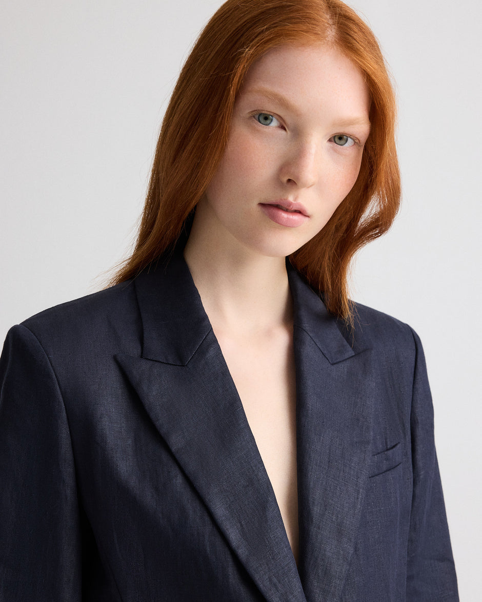 TWP Night sky Boy Blazer in Chintzed Linen view 3