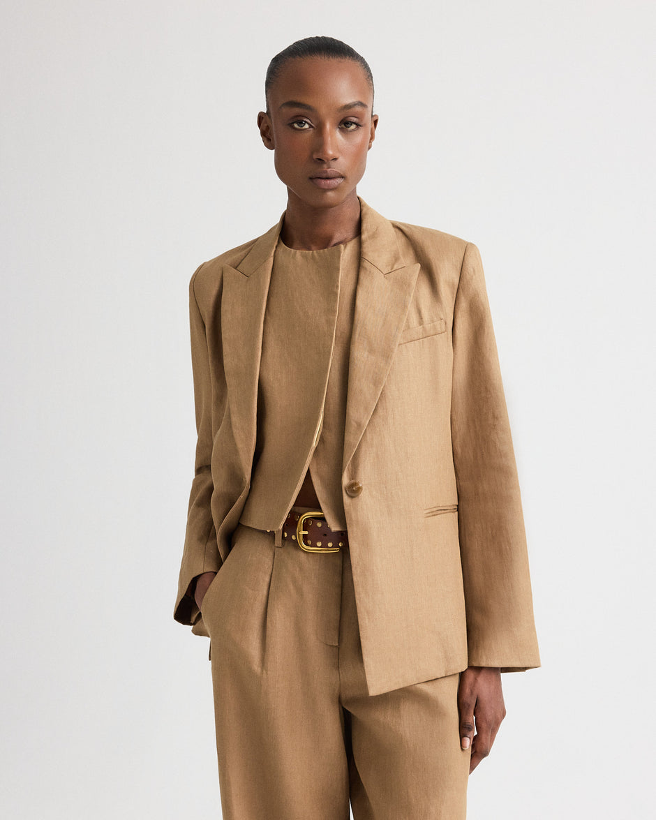 TWP Ermine Boy Blazer in Chintzed Linen view 1