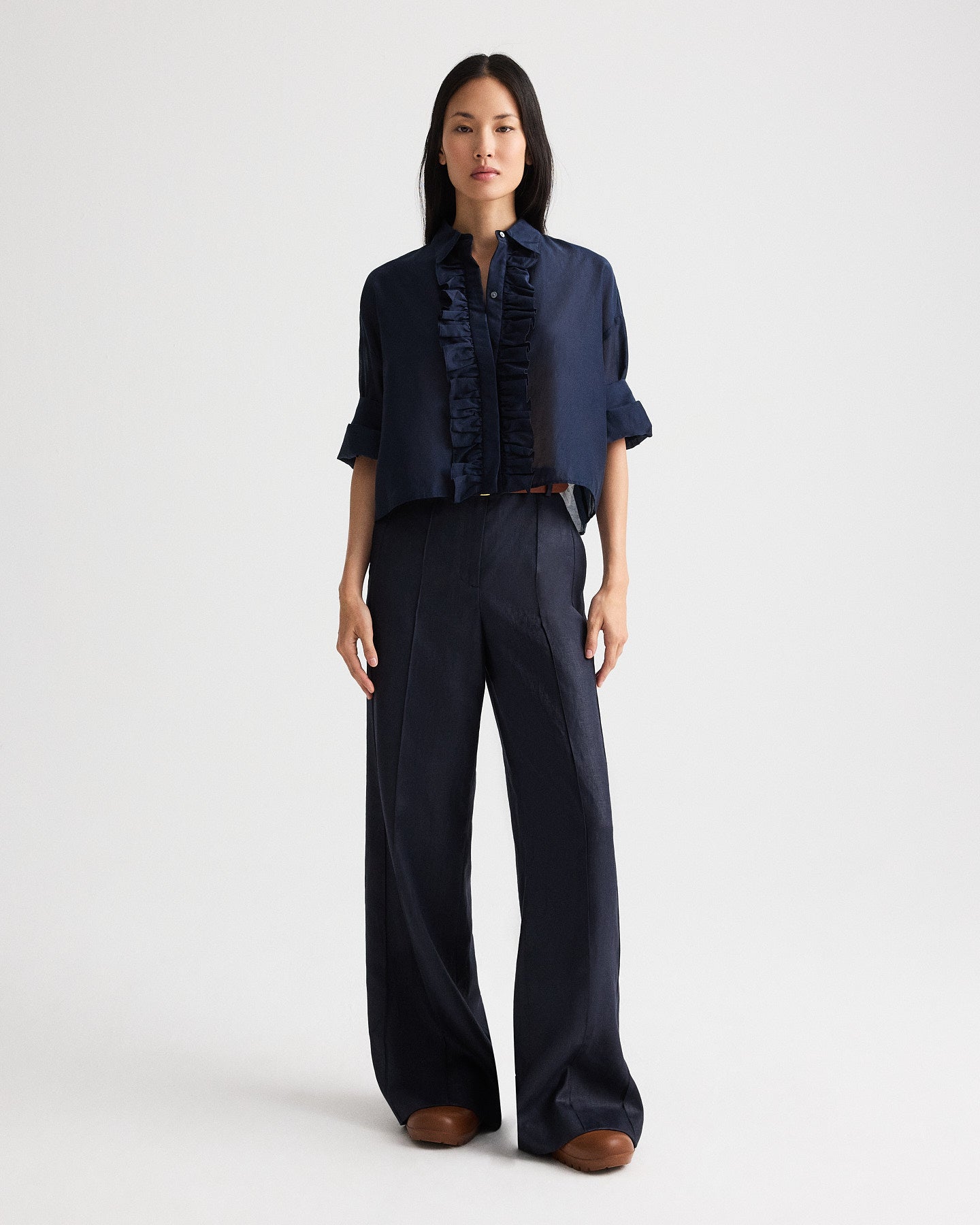 TWP Night sky Bond St Pant in Chintzed Linen view 3