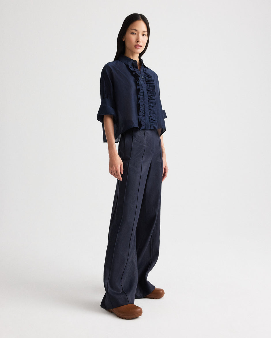 TWP Night sky Bond St Pant in Chintzed Linen view 1