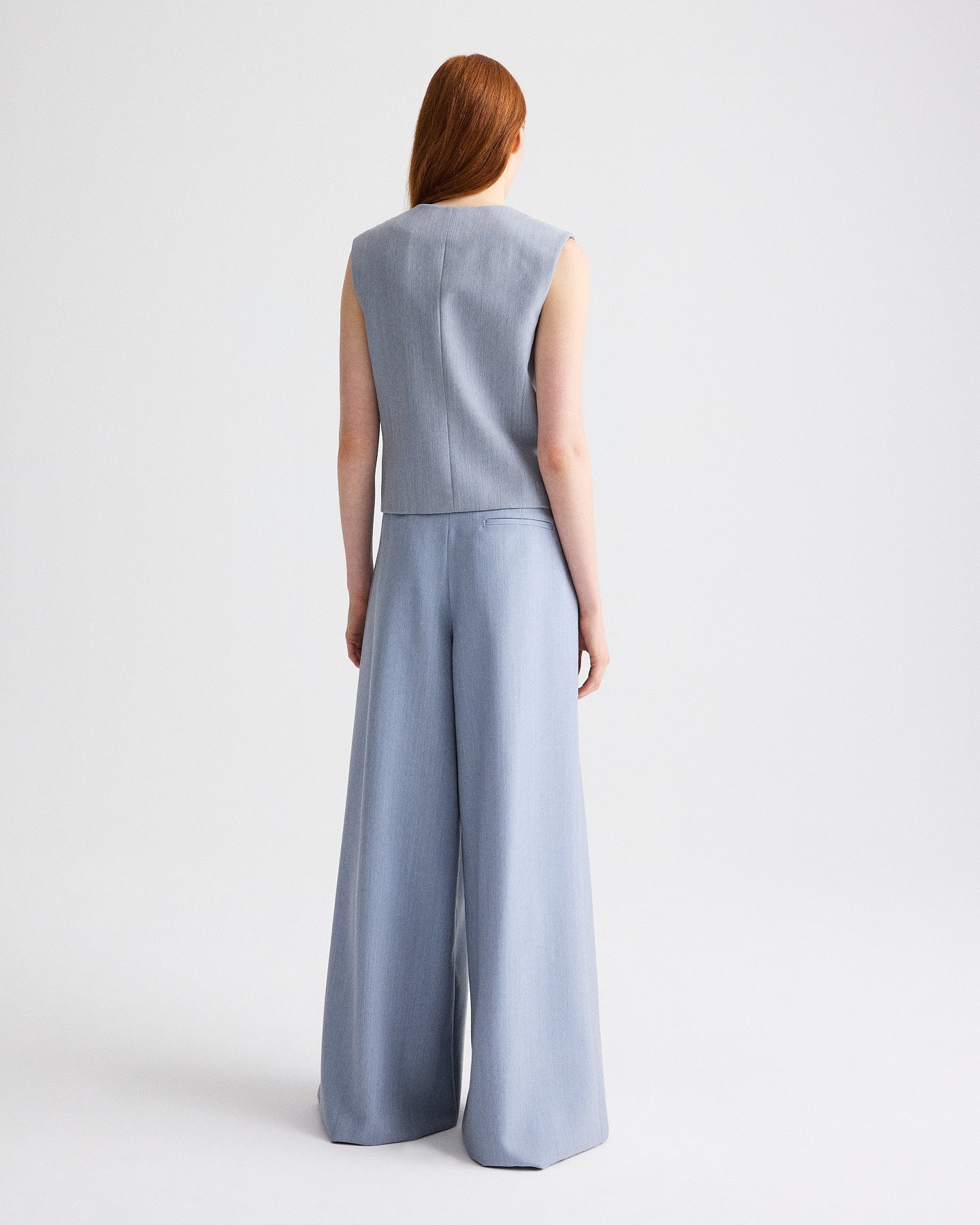 TWP Halogen blue Tyler Vest in Compact Wool Suiting view 5