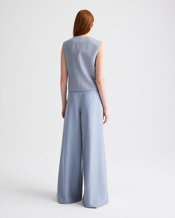 TWP Halogen blue Tyler Vest in Compact Wool Suiting view 5