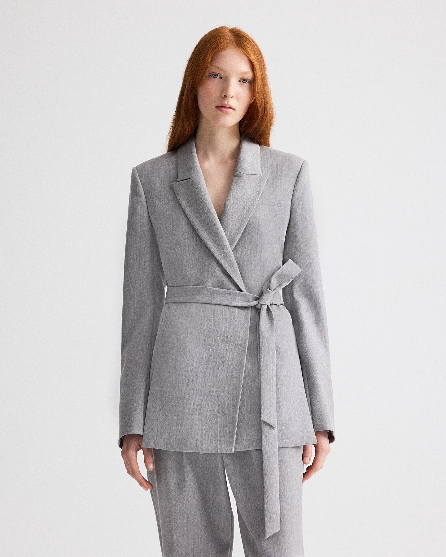 TWP Light heather grey Fitted Cutaway Blazer in Compact Wool Suiting view 1