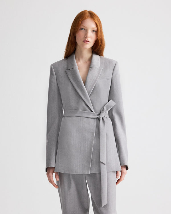 TWP Light heather grey Fitted Cutaway Blazer in Compact Wool Suiting view 1