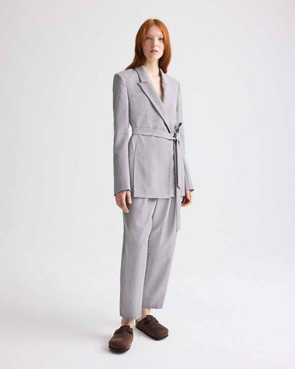 TWP Light heather grey Fitted Cutaway Blazer in Compact Wool Suiting view 2