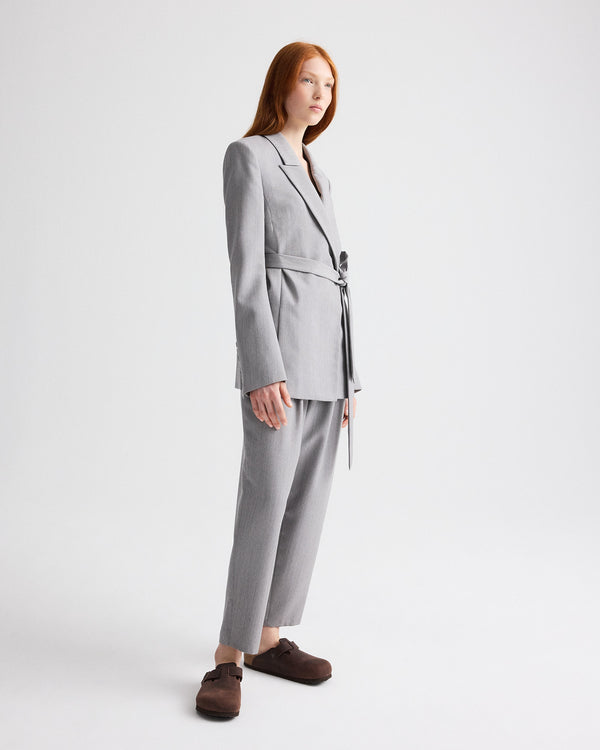 TWP Light heather grey Fitted Cutaway Blazer in Compact Wool Suiting view 4