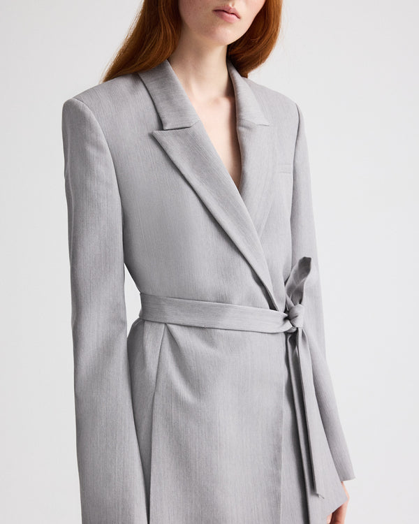 TWP Light heather grey Fitted Cutaway Blazer in Compact Wool Suiting view 3