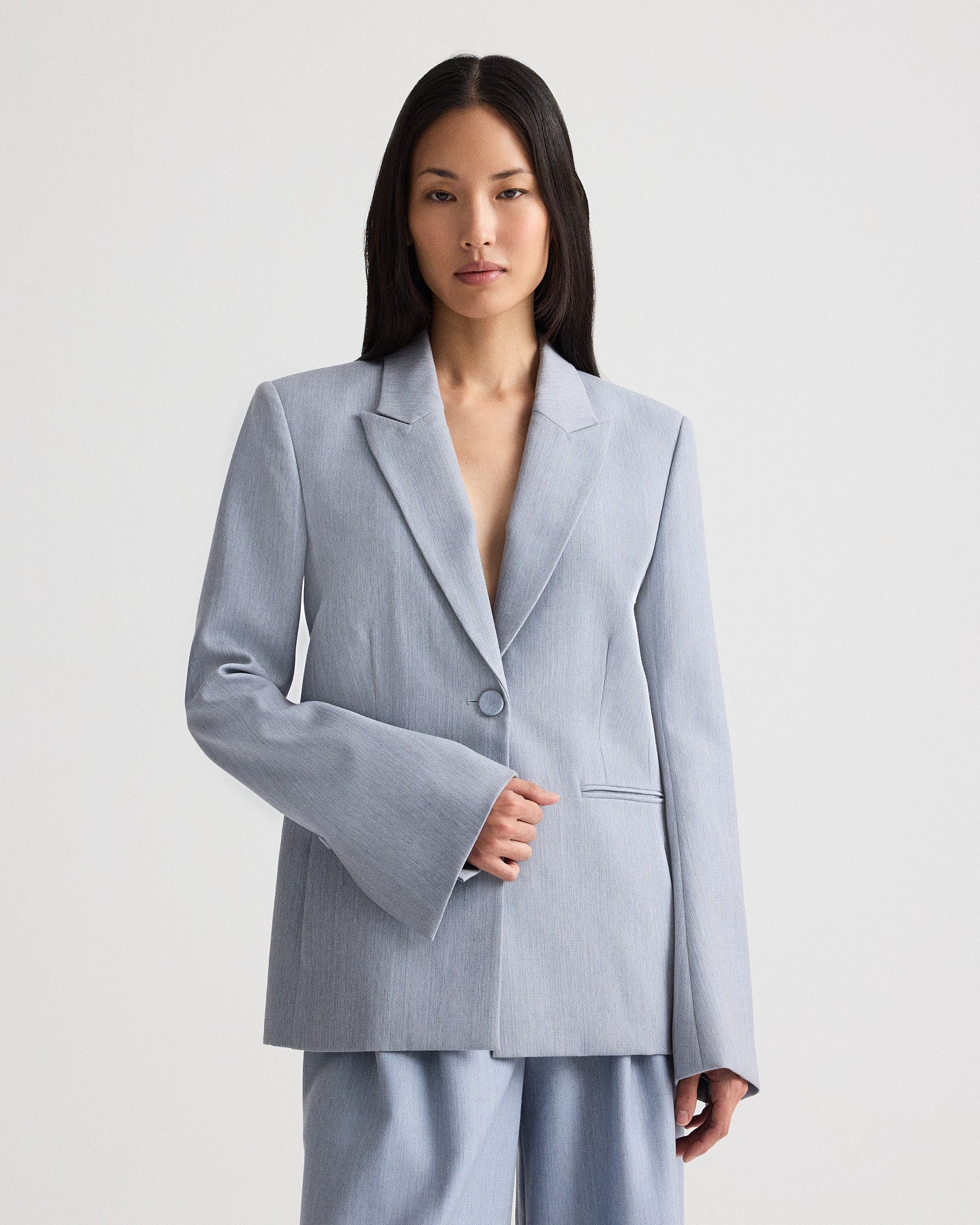 TWP Halogen blue Her Fit Blazer in Compact Wool Suiting view 1