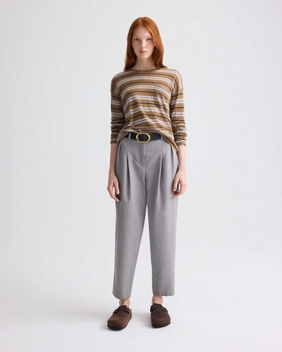 TWP Light heather grey Fulton St. Pant in Compact Wool Suiting view 4