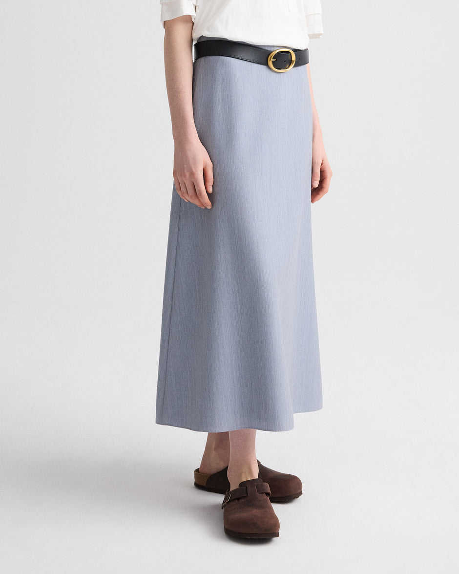 TWP Halogen blue The A-Line Skirt in Compact Wool Suiting view 3