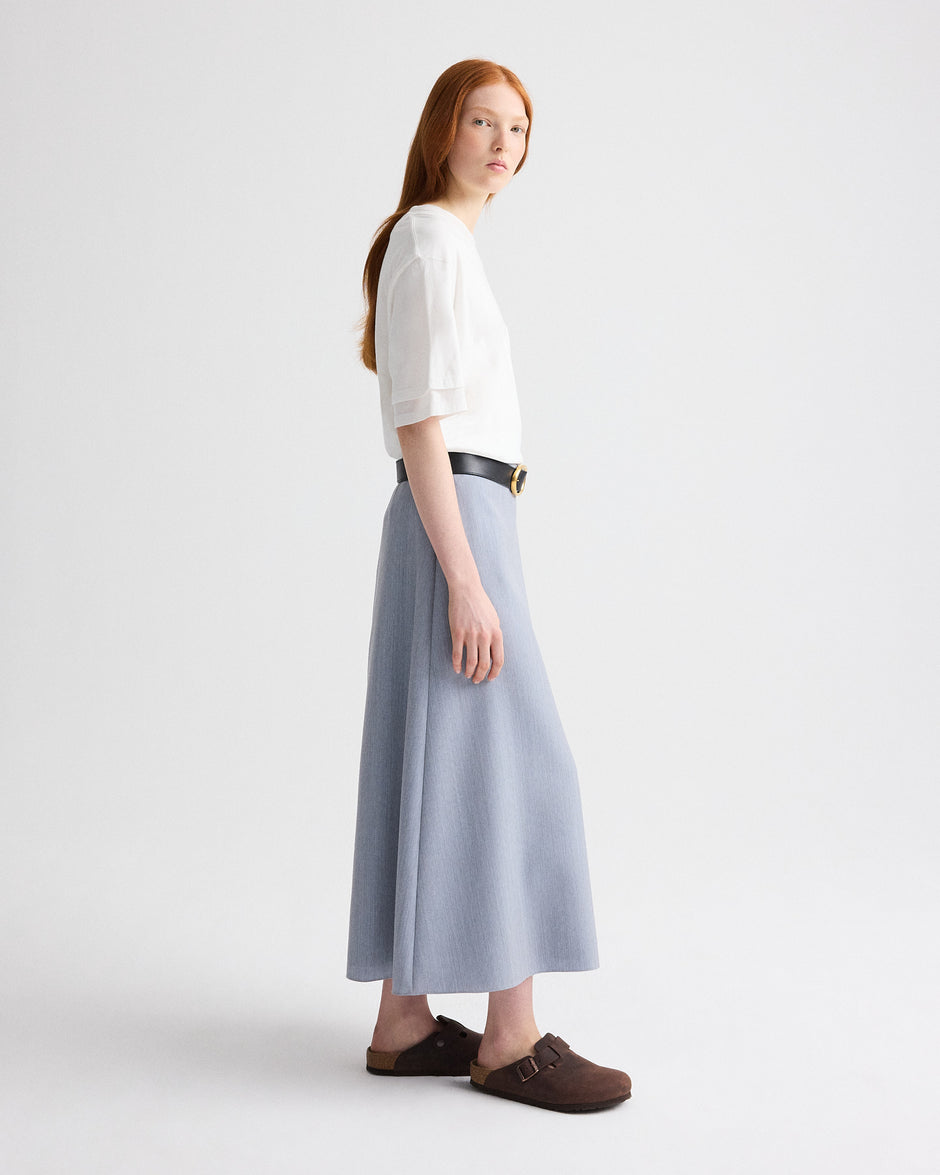 TWP Halogen blue The A-Line Skirt in Compact Wool Suiting view 4