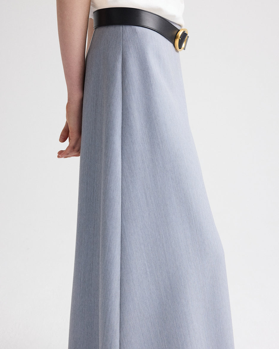 TWP Halogen blue The A-Line Skirt in Compact Wool Suiting view 2