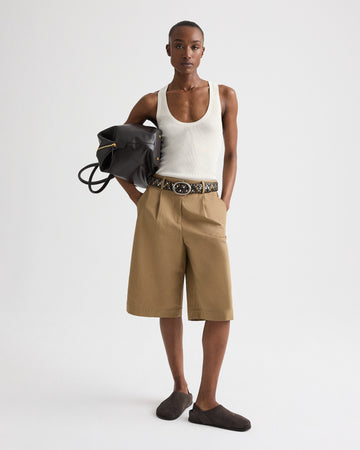 TWP British khaki The City Short in Water-Repellent Cotton Canvas view 1